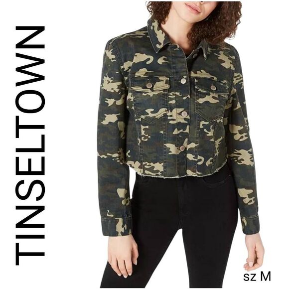 Tinseltown Jackets & Blazers - Tinseltown Love Fire Camo Cropped Jacket